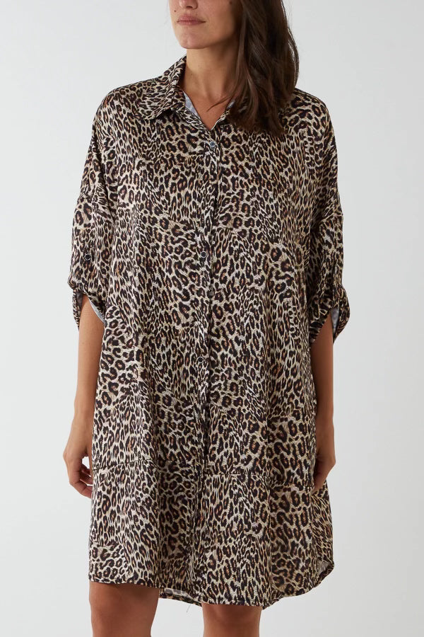 Leopard print oversized dress best sale