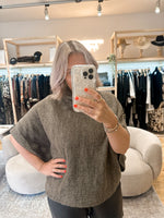 Cowl neck poncho top taupe