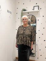 Leopard tie front blouse