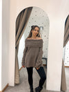 Off shoulder knit mocha