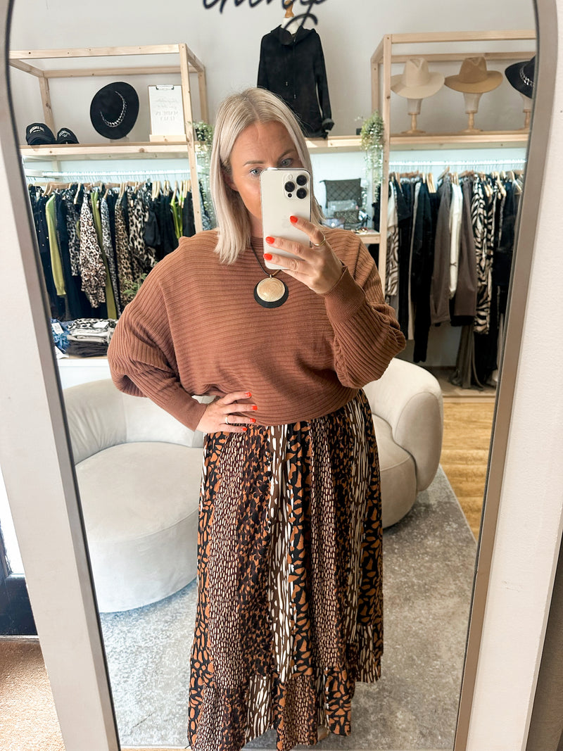 Batwing ribbed jumper Chesnut