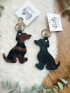 Leather/animal print dog key ring