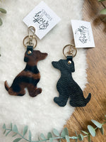 Leather/animal print dog key ring