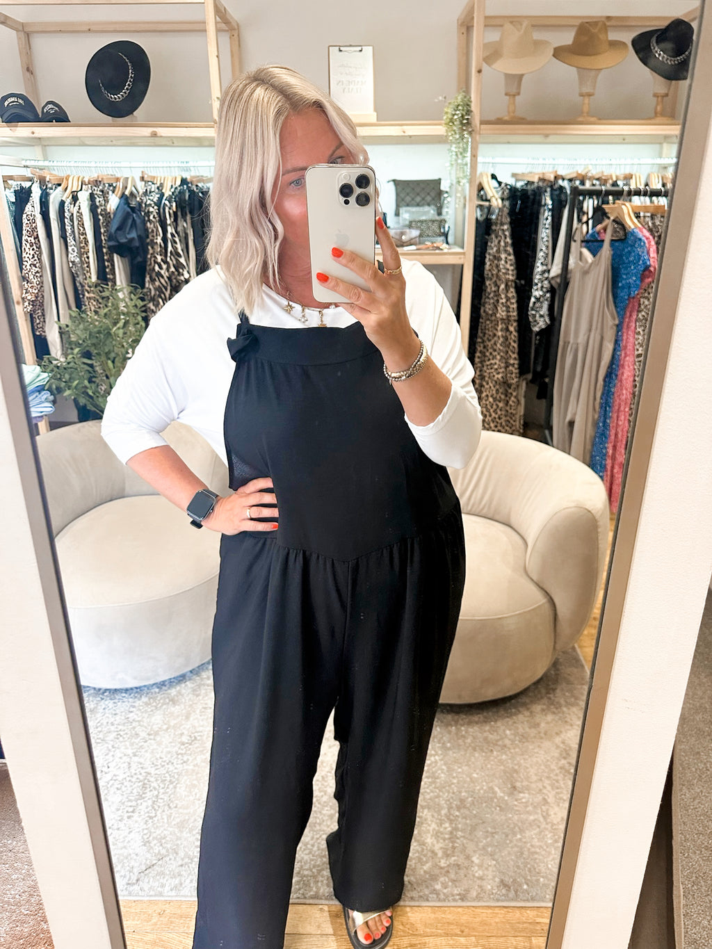 Crepe dungarees black