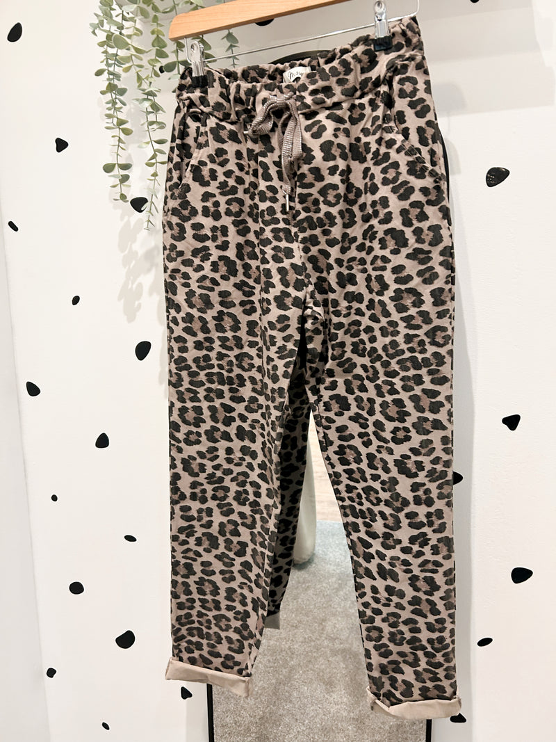 Mocha Leopard Print Magic Trousers