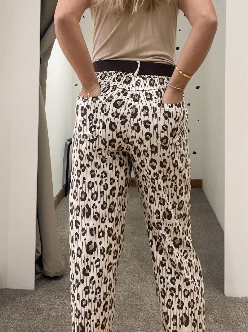 Belted leopard print magic trousers
