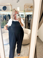 Crepe dungarees black