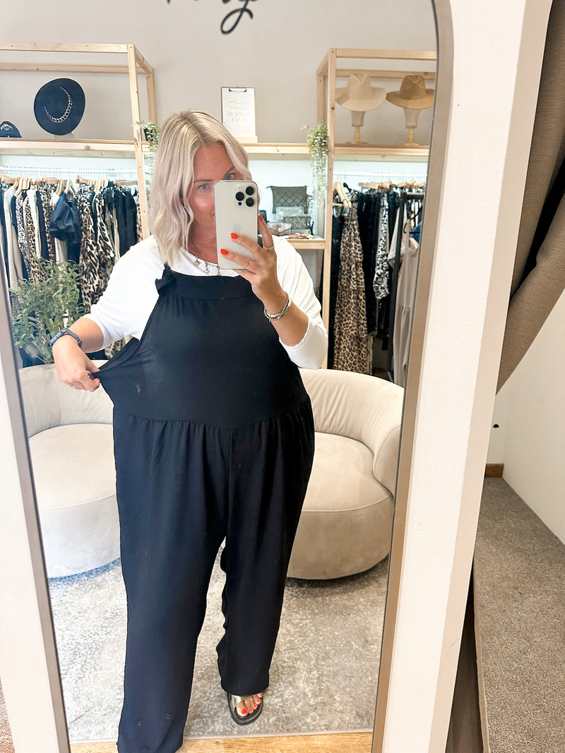 Crepe dungarees black