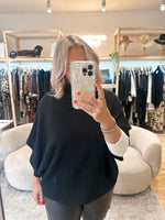 Cowl neck poncho top black