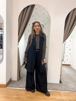Black longline waistcoat