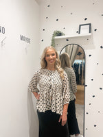 Polka dot tie front blouse
