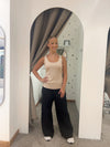 Ribbed vest top beige