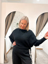 Batwing ribbed jumper black