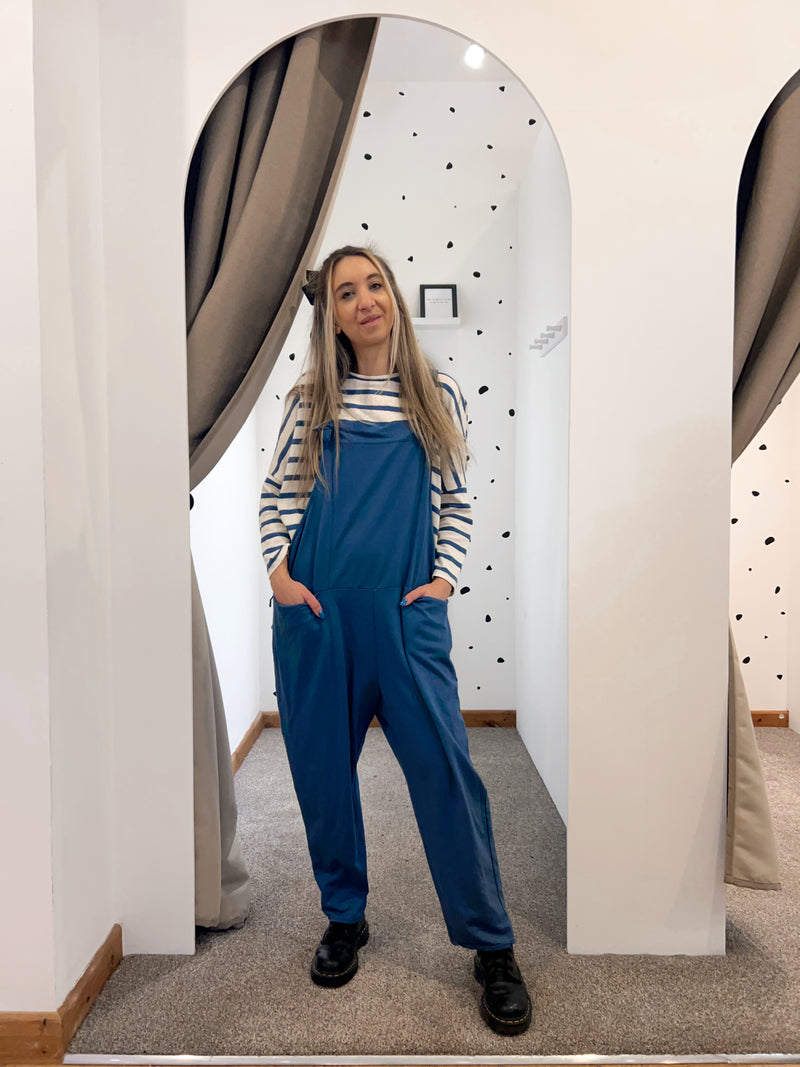 Steel blue slouchy dungarees