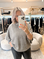 Cowl neck poncho top beige