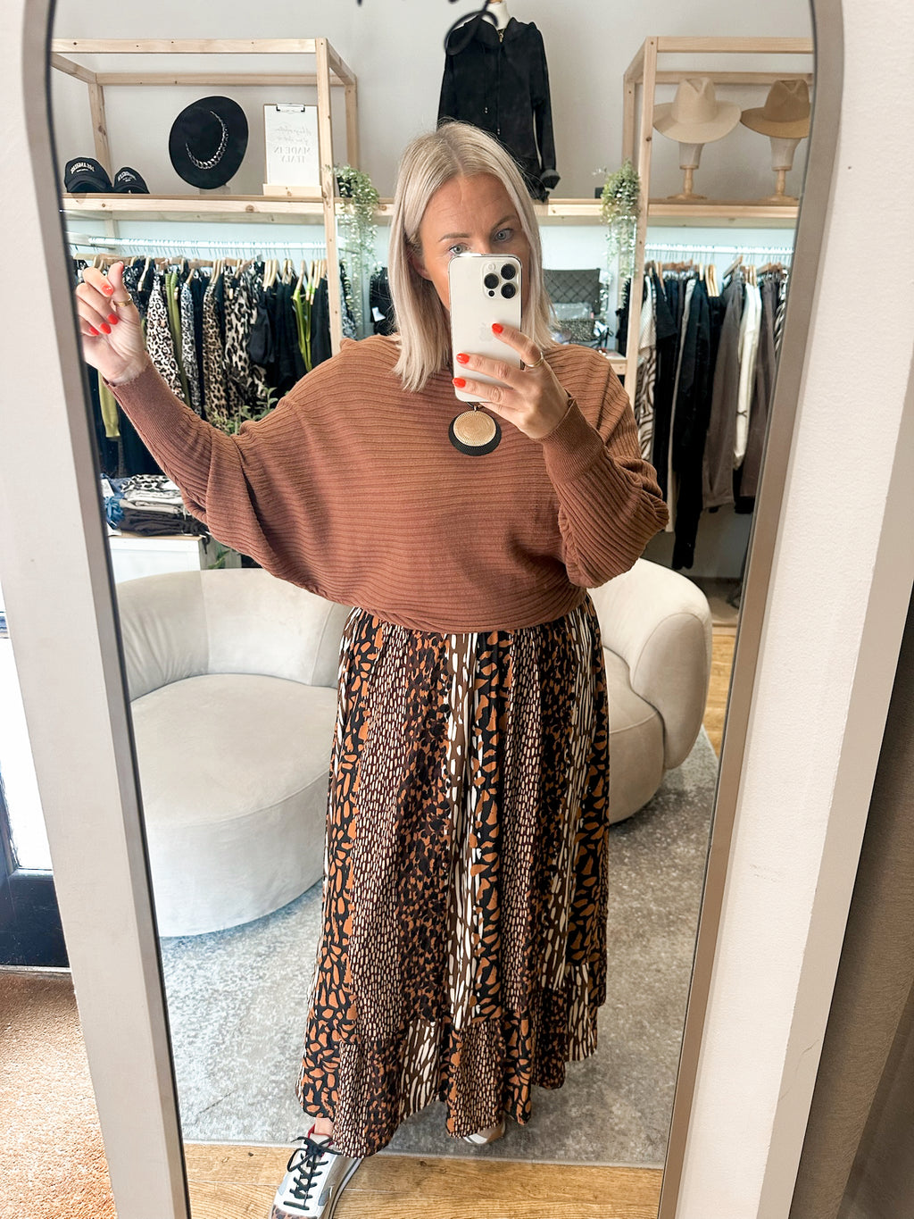 Batwing ribbed jumper Chesnut