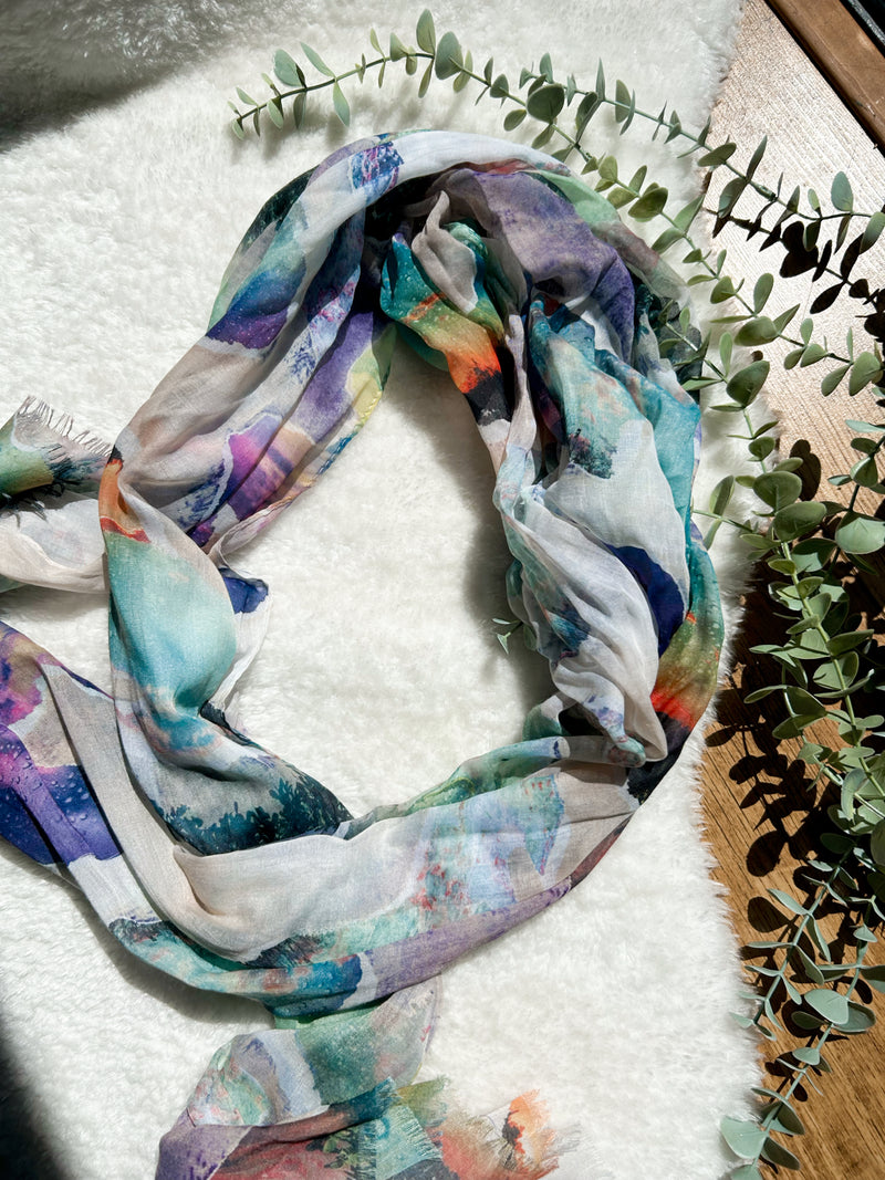 Summer scarf green/lilac