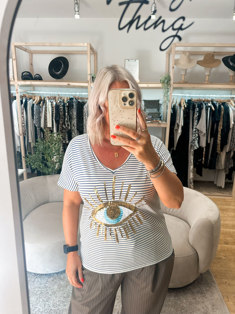 Evil eye tee navy