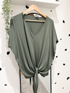 Bamboo tie front tee khaki