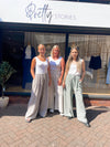 Striped trousers stone
