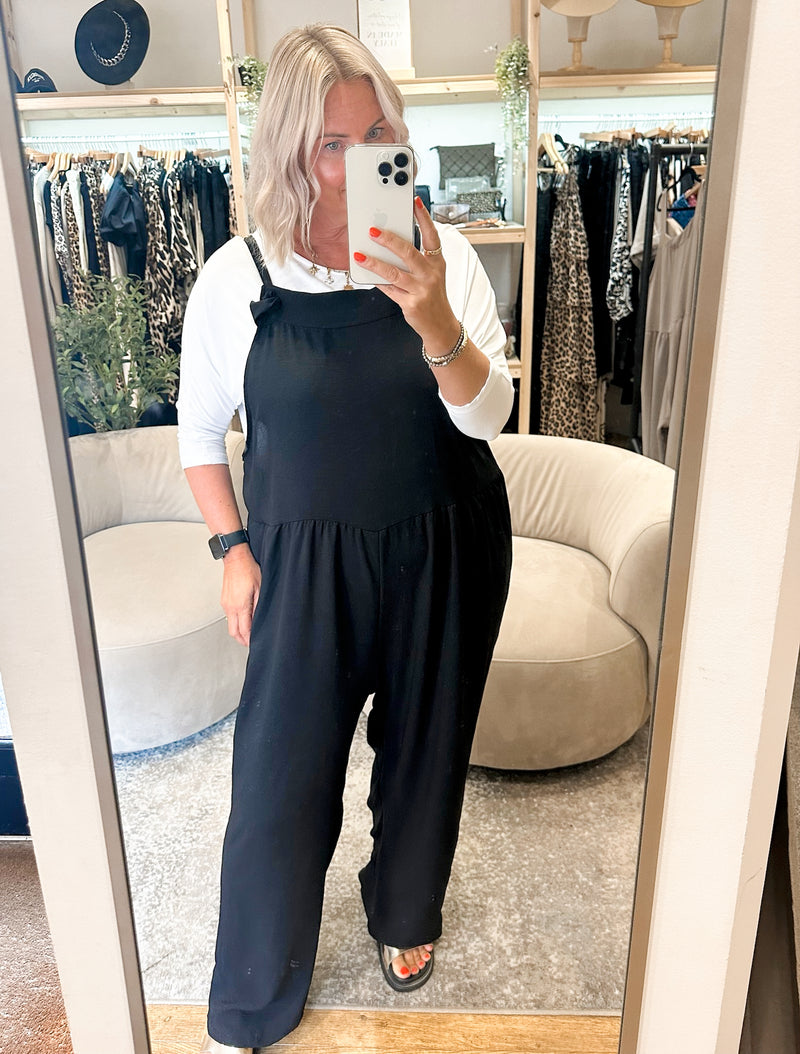 Crepe dungarees black