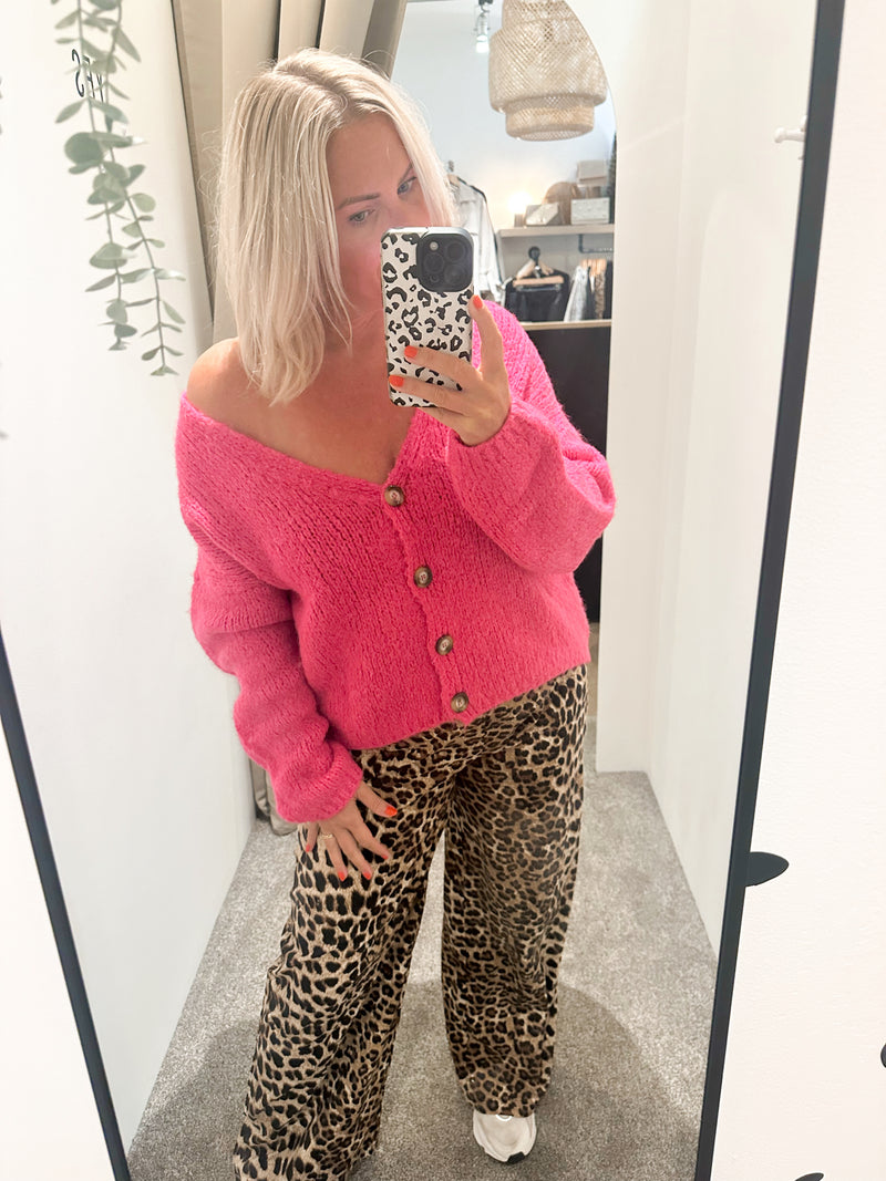 Chunky cardigan fuchsia