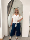 Poplin wide leg culottes navy