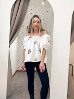 Flower embroidered top