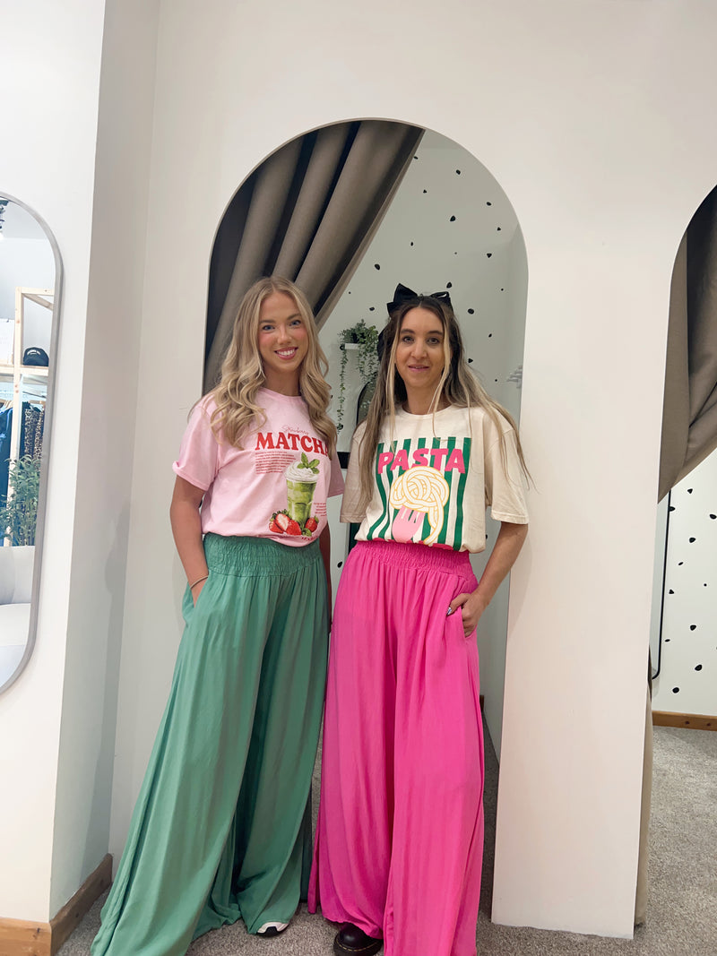 Wide leg trousers green