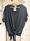 Bamboo tie front tee black
