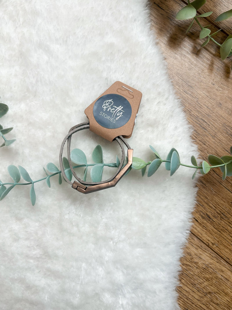 Taupe leather wrap bracelet