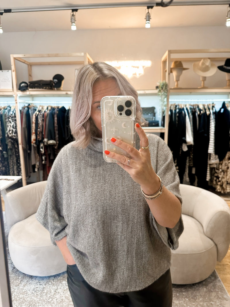 Cowl neck poncho top beige