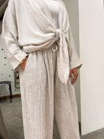 Tie front kimono stone