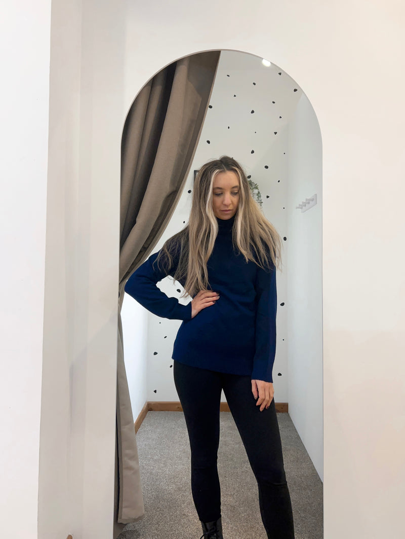 Fitted polo jumper navy