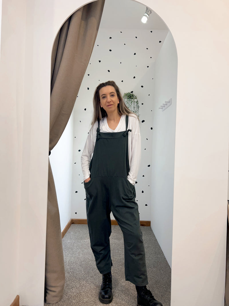 Charcoal slouchy dungarees