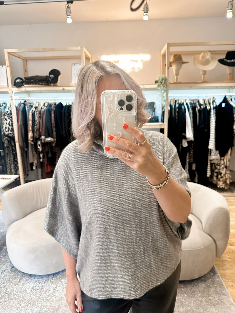 Cowl neck poncho top beige