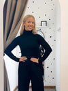 Roll neck ribbed jumper black