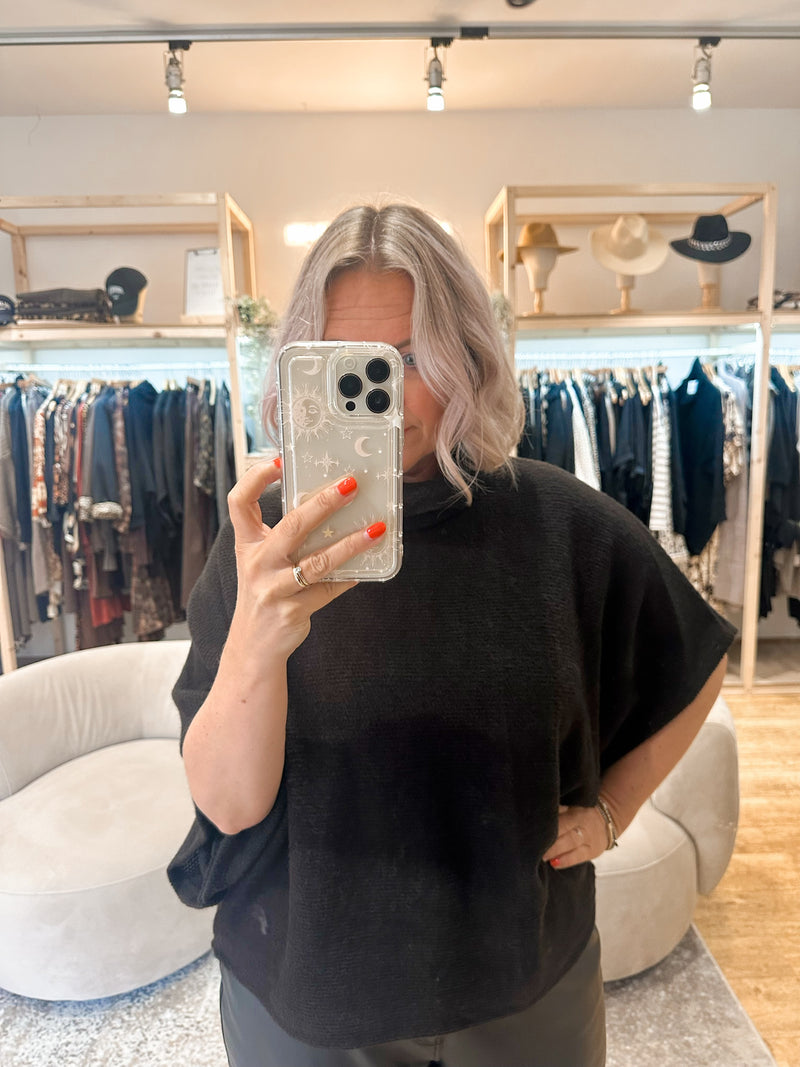 Cowl neck poncho top chocolate