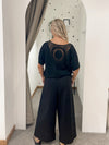 Crochet back tie front top black
