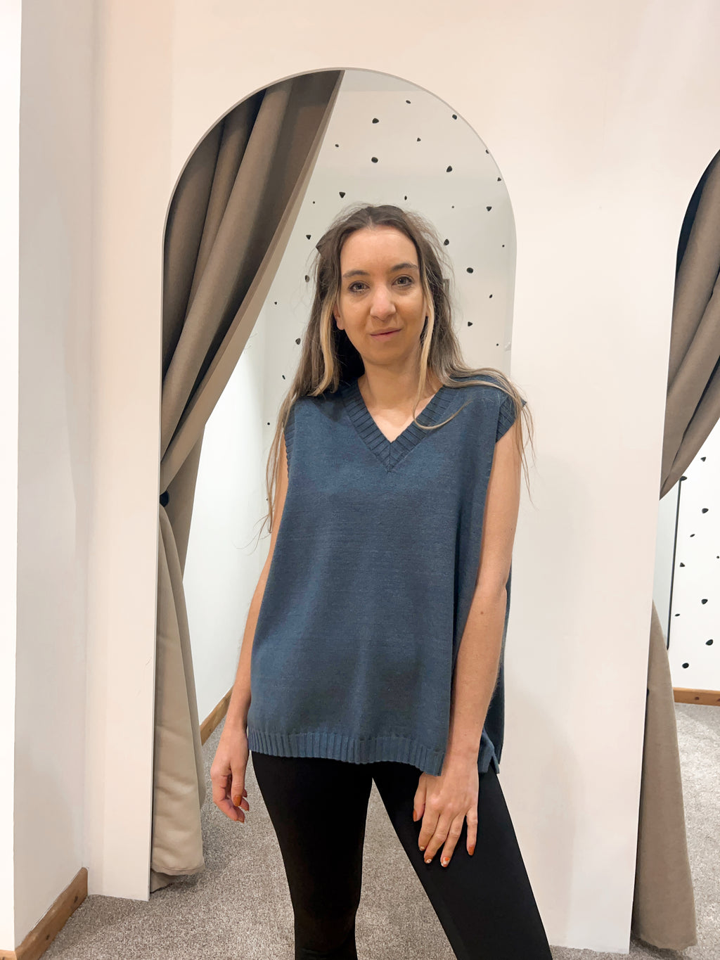 Knitted tank sea blue