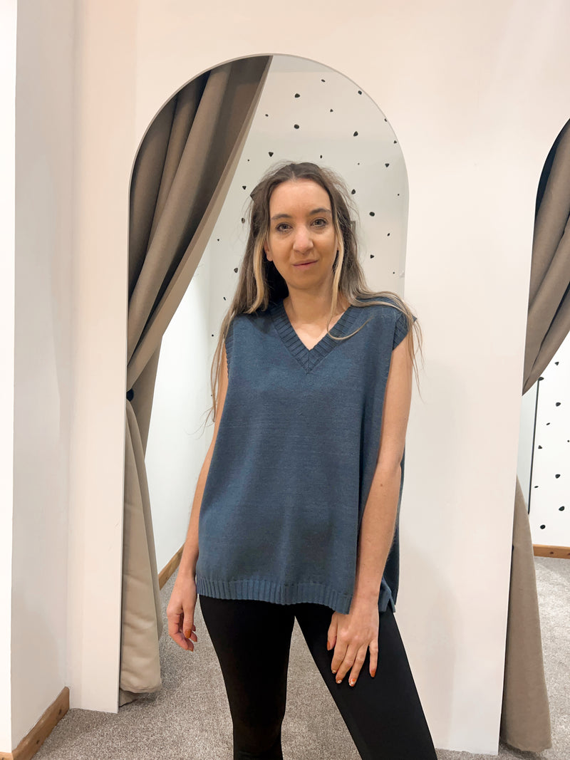 Knitted tank sea blue