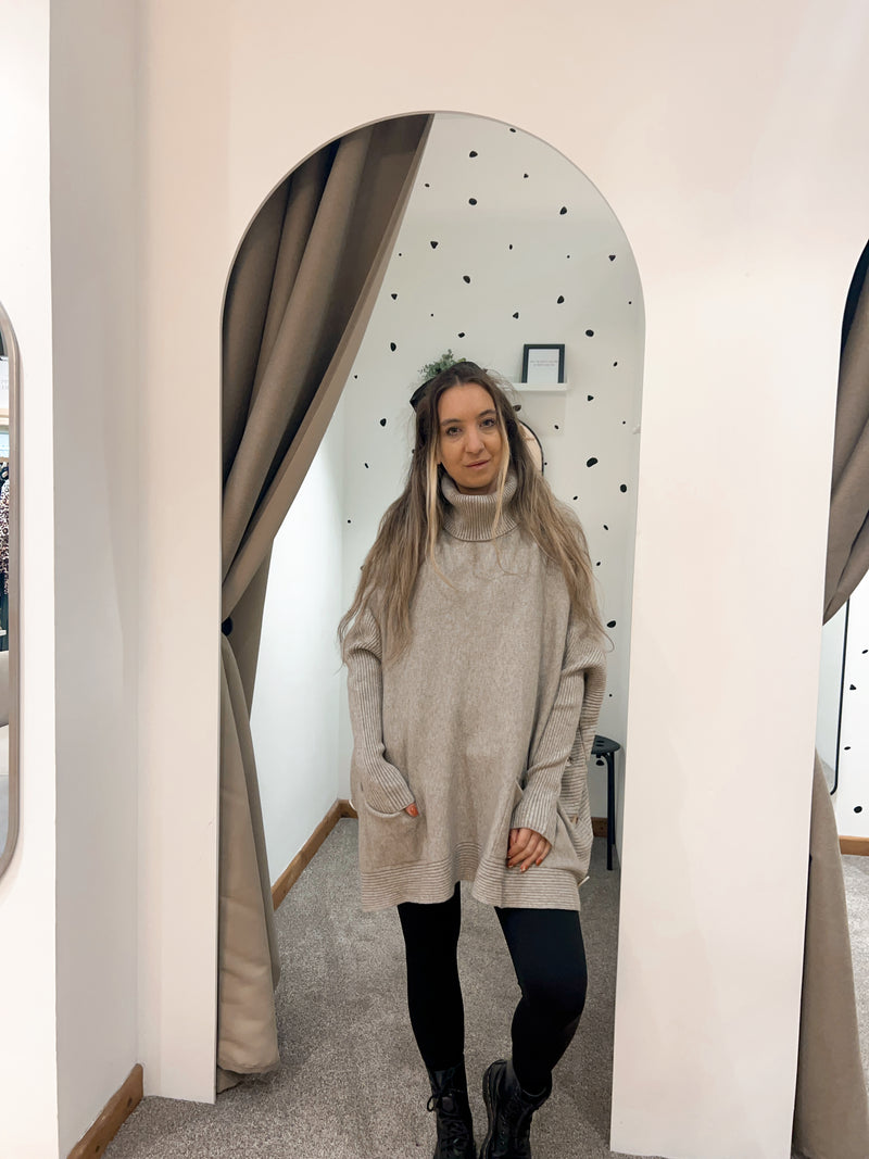 Button side jumper mocha