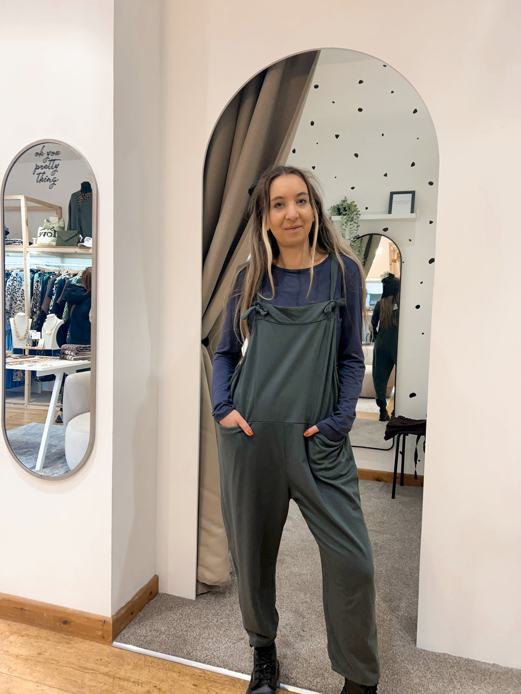 Grey slouchy dungarees