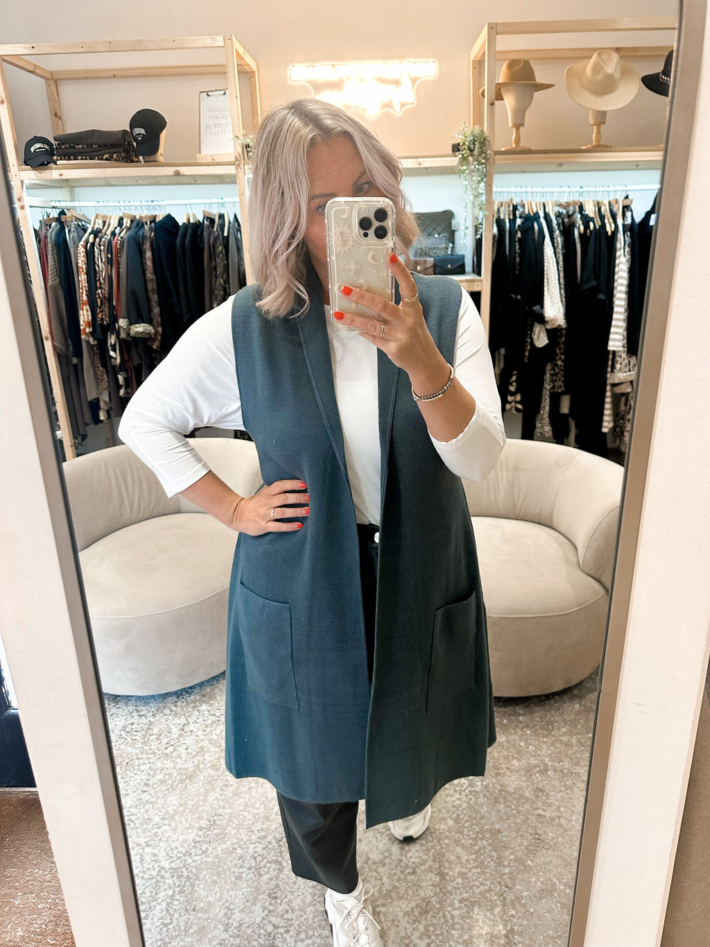 Double knit gilet sea blue