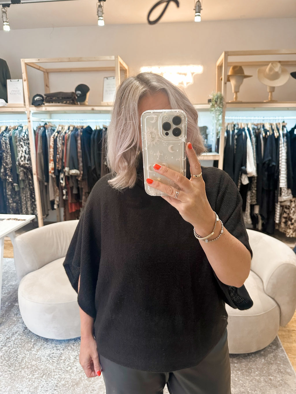 Cowl neck poncho top chocolate