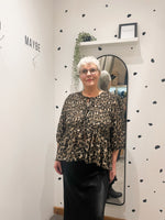Leopard tie front blouse