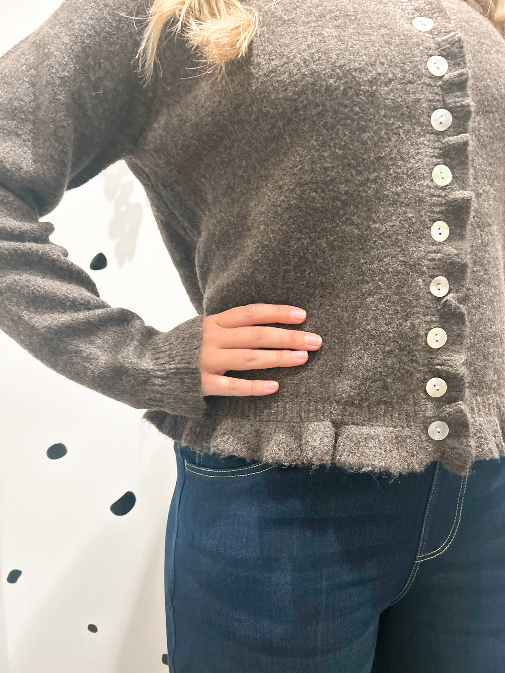 Ruffle trim cardigan