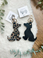 Leather/animal print dog key ring