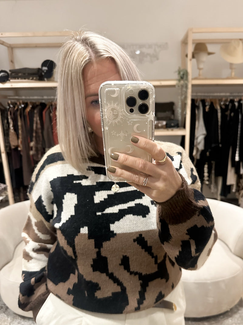 Animal colour block jumper