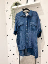 Cotton striped shirt navy